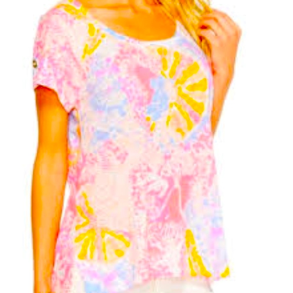 Lilly Pulitzer Inara Linen Tee Top Shirt Size XXS EUC